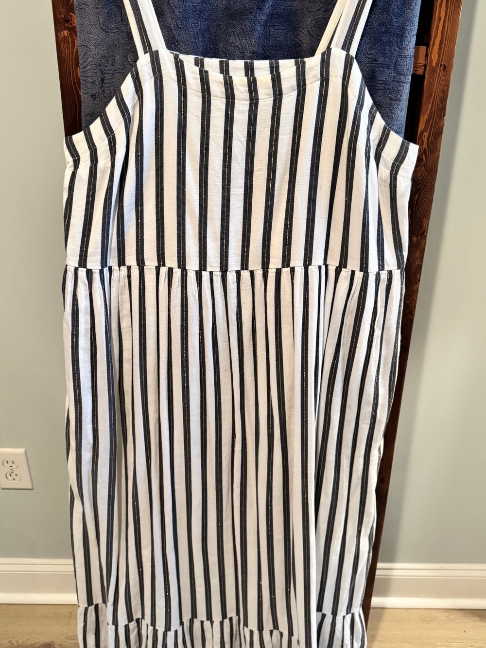 Crown & Ivy Blue and White Striped Maxi Dress